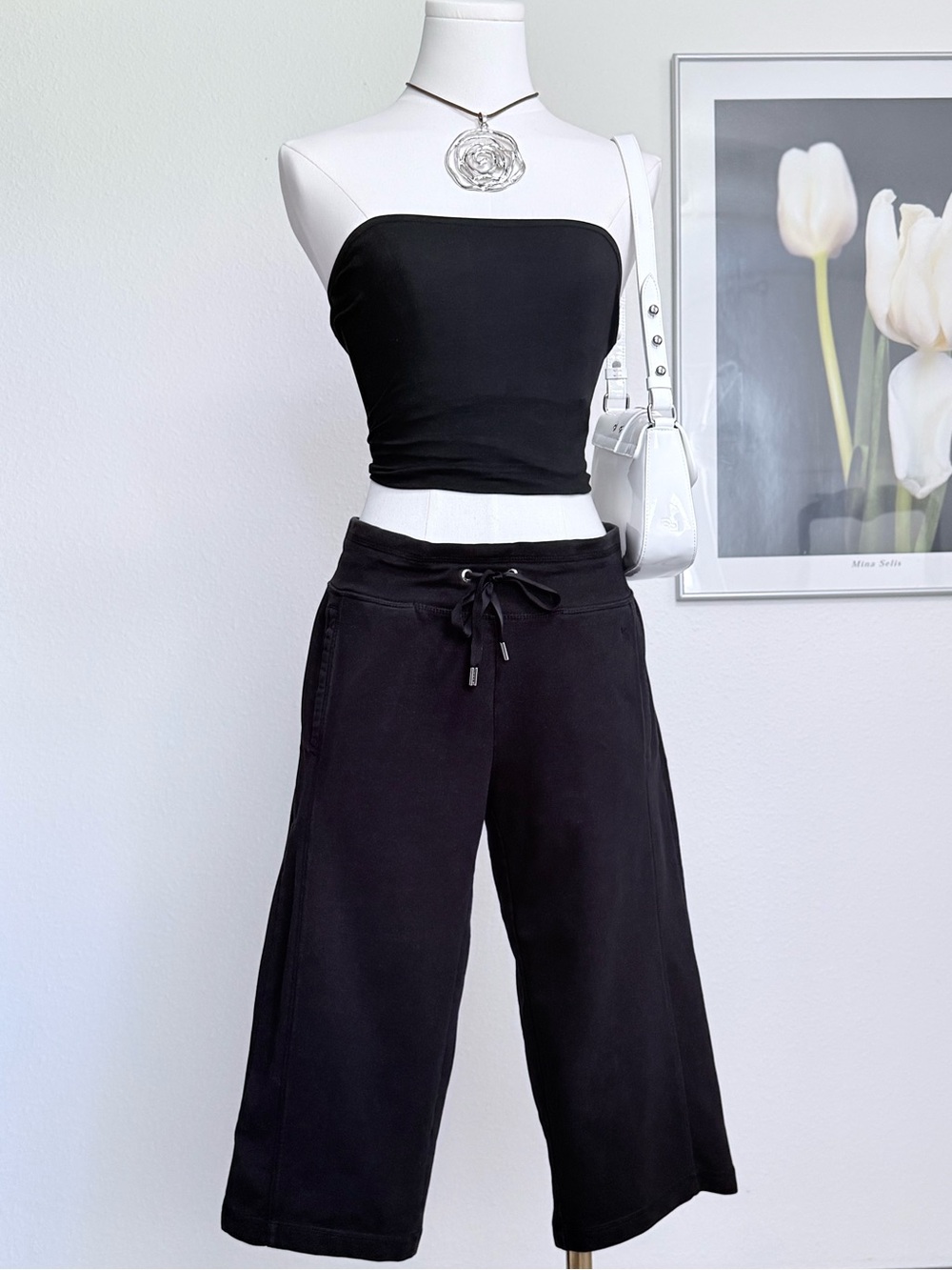 Danskin Now Wide Leg Lounge Capris Sporty Y2K Style - Picture 2 of 9